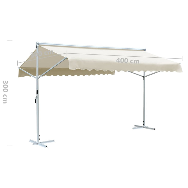 vidaXL 4x3 m Coated Steel Gazebo Awning, Cream - Image 8 of 8