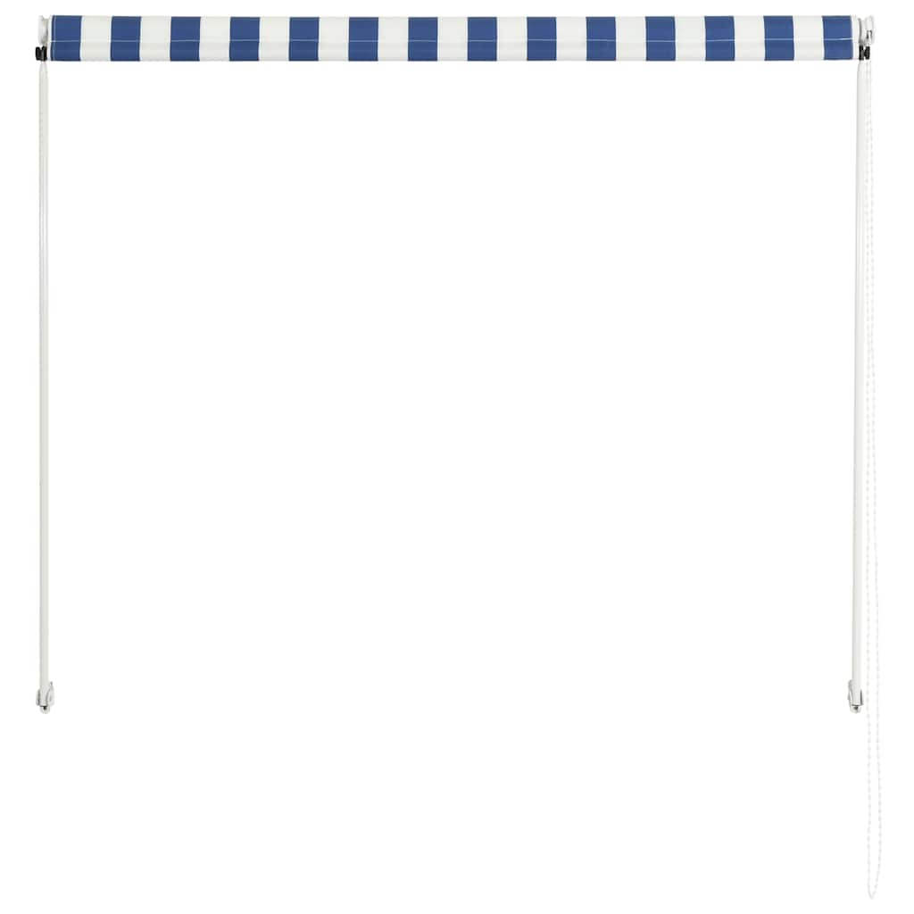 Toldo Retráctil vidaXL de Acero y Poliéster 150x150 cm Azul y Blanco - Image 20 of 31