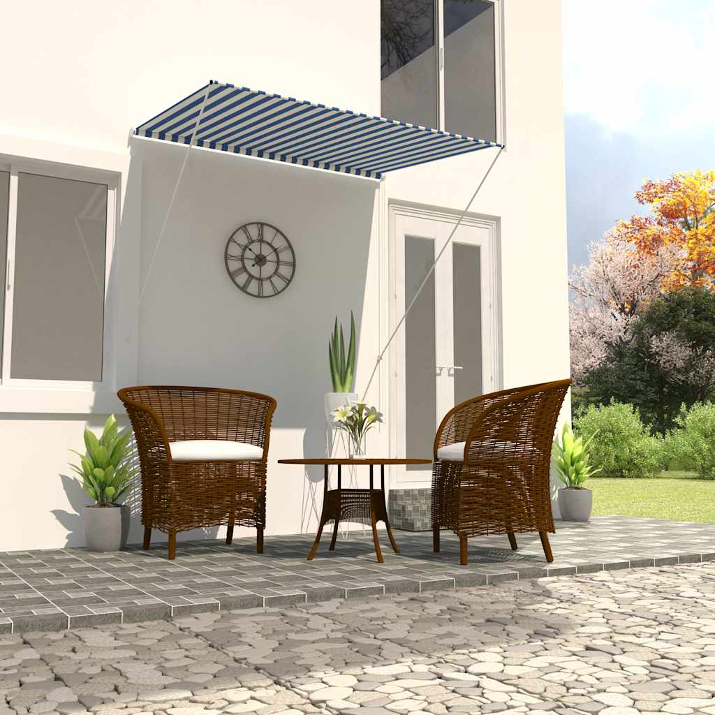 Toldo Retráctil vidaXL de Acero y Poliéster 150x150 cm Azul y Blanco - Image 1 of 31