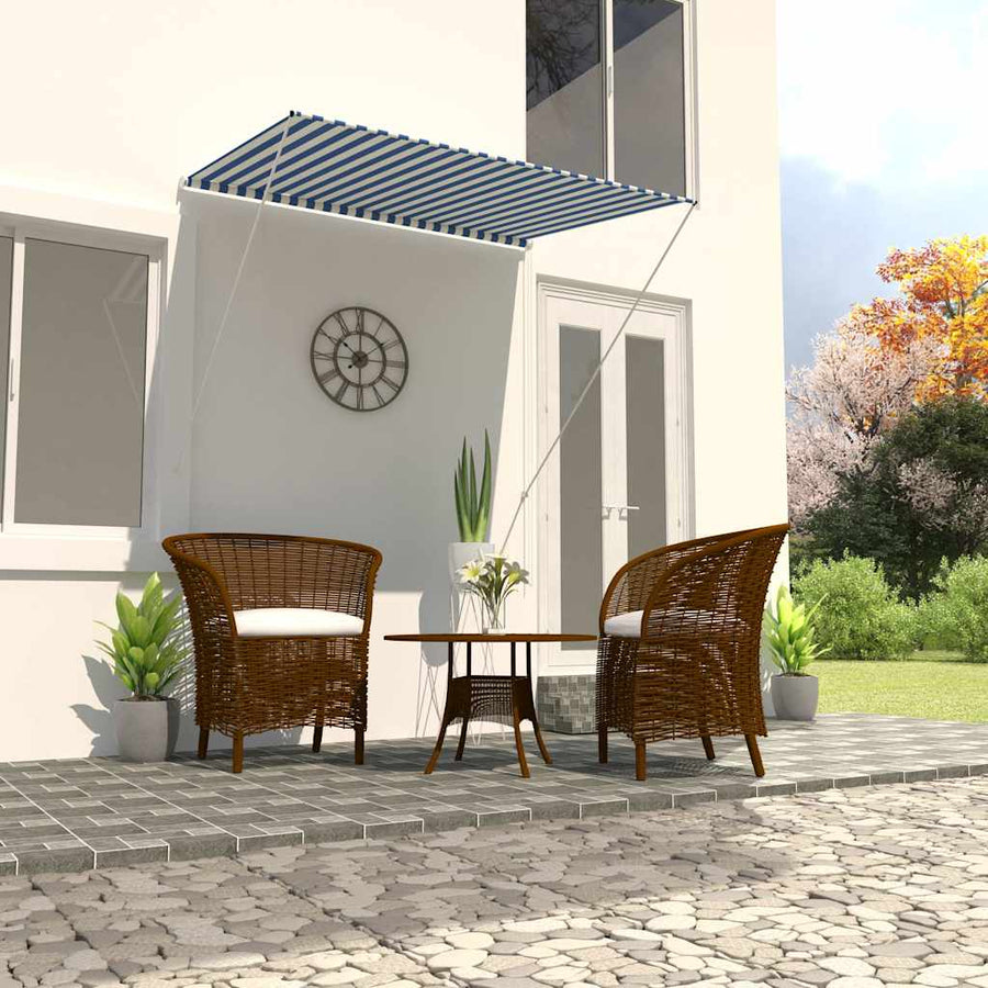 Tenda da Sole Retrattile in Acciaio e Poliestere 150x150 cm Blu e Bianco - immagine 1 | SolPatio