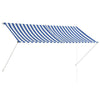 Toldo retráctil de acero vidaXL 250x150 cm azul y blanco - Image 2 of 7