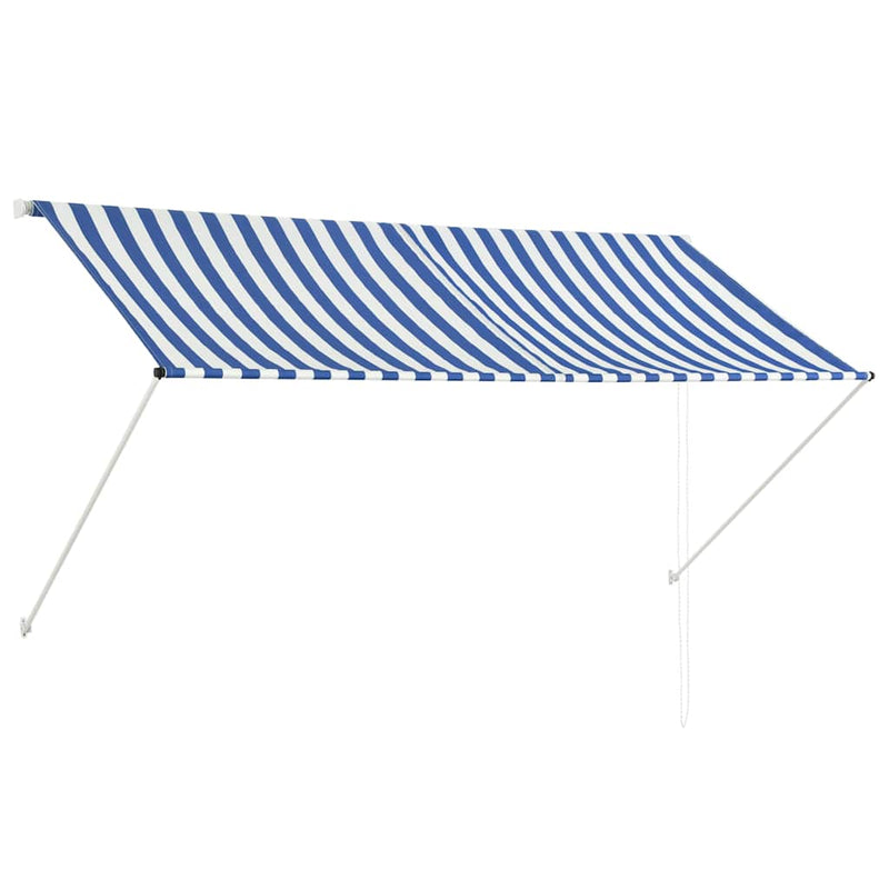 Toldo retráctil de acero vidaXL 250x150 cm azul y blanco - Image 2 of 7