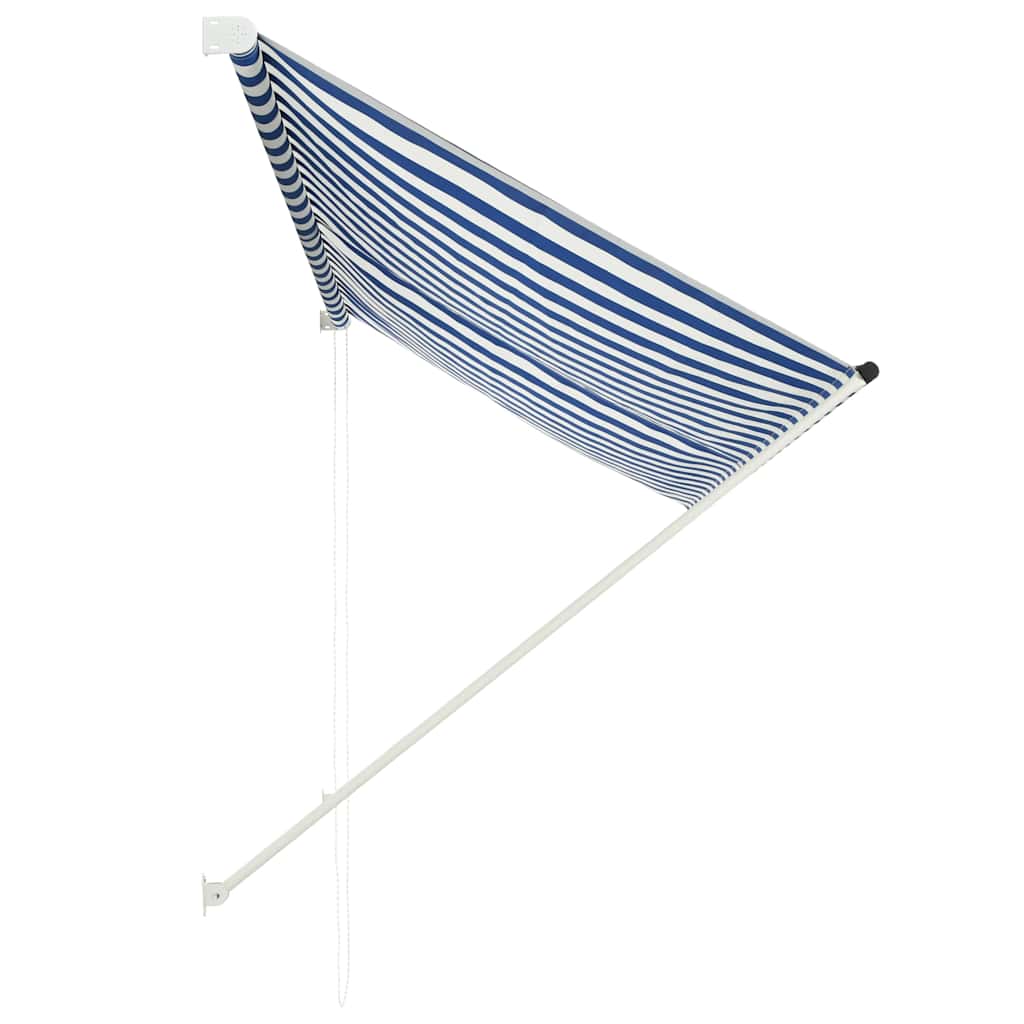Toldo retráctil de acero vidaXL 250x150 cm azul y blanco - Image 3 of 7