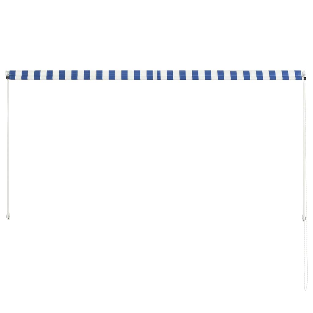 Toldo retráctil de acero vidaXL 250x150 cm azul y blanco - Image 4 of 7