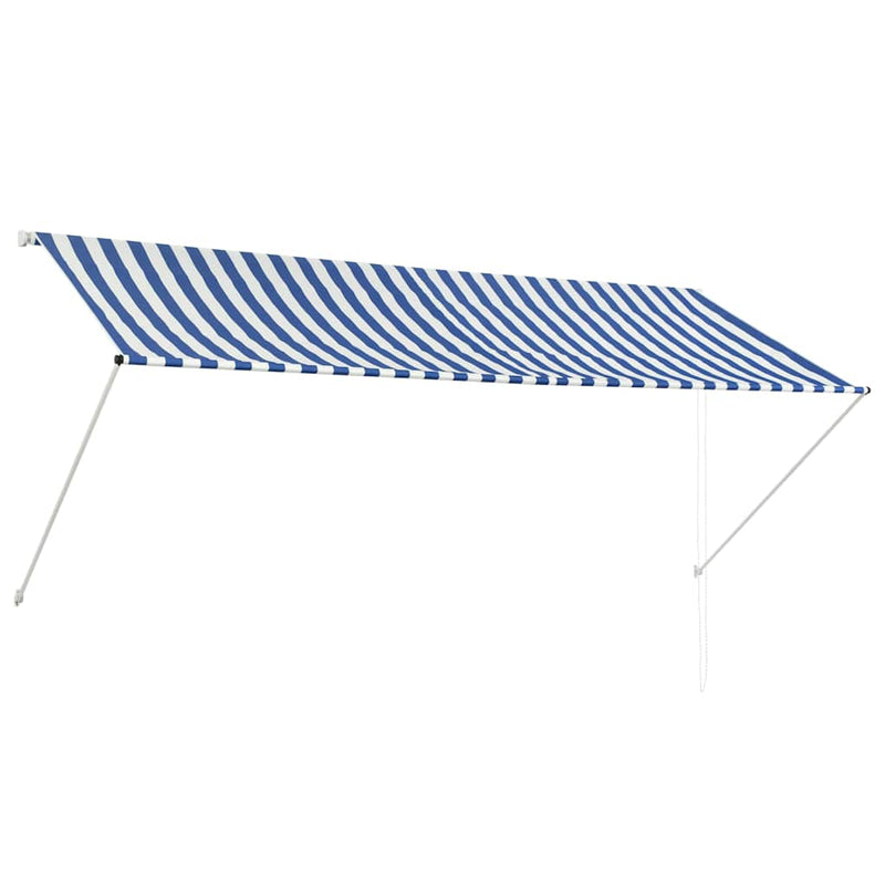 Toldo Retráctil vidaXL de Acero y Poliéster 150x150 cm Azul y Blanco - Image 9 of 31