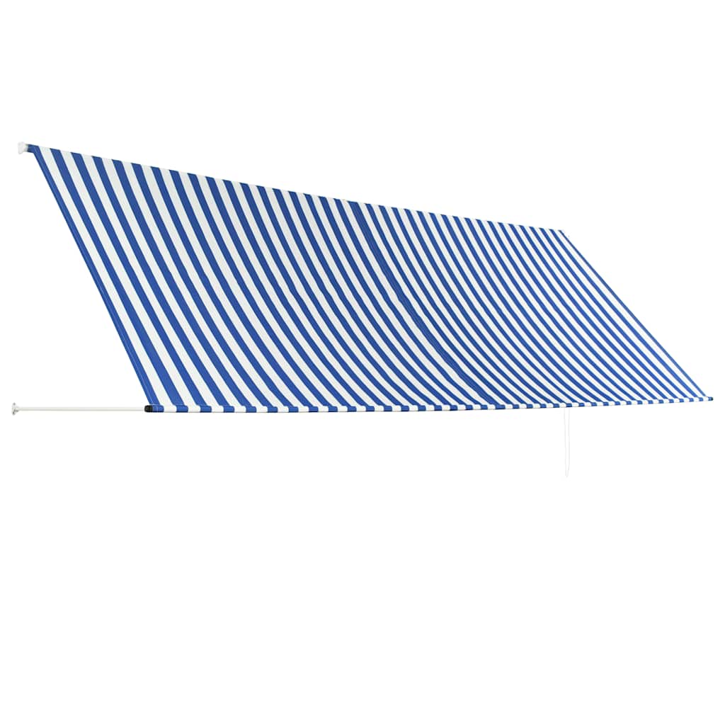 Toldo Retráctil vidaXL de Acero y Poliéster 150x150 cm Azul y Blanco - Image 10 of 31