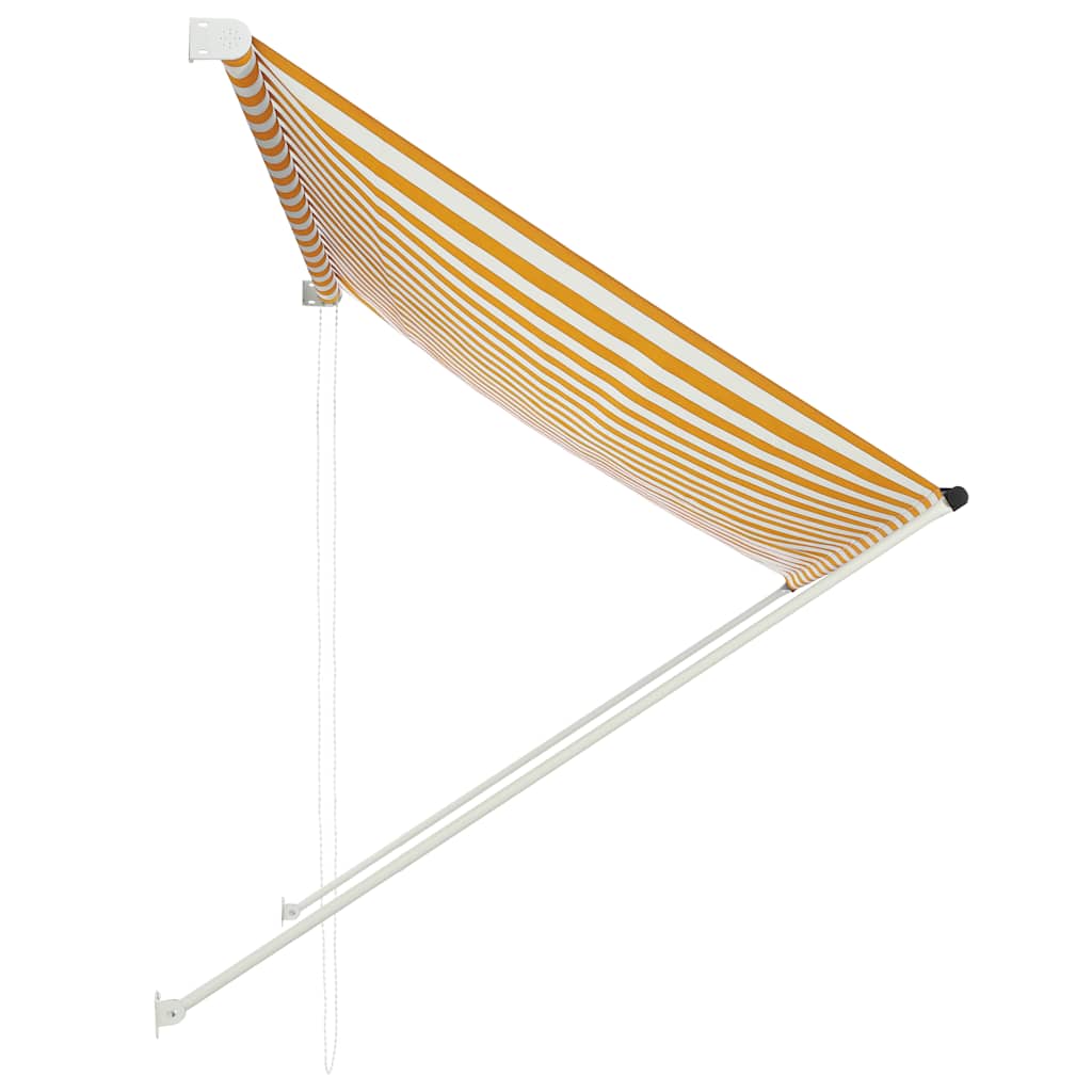 vidaXL Retractable Awning Steel/Polyester 200x150 cm Yellow and White - Image 9 of 20