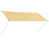 vidaXL Retractable Awning Polyester 150x150 cm Yellow and White - Image 6 of 26