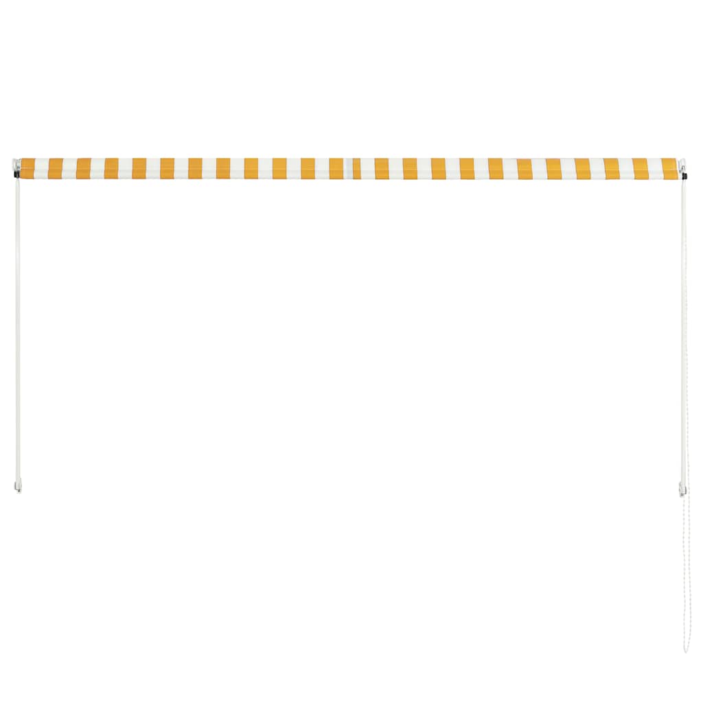 vidaXL Retractable Awning Polyester 150x150 cm Yellow and White - Image 14 of 26
