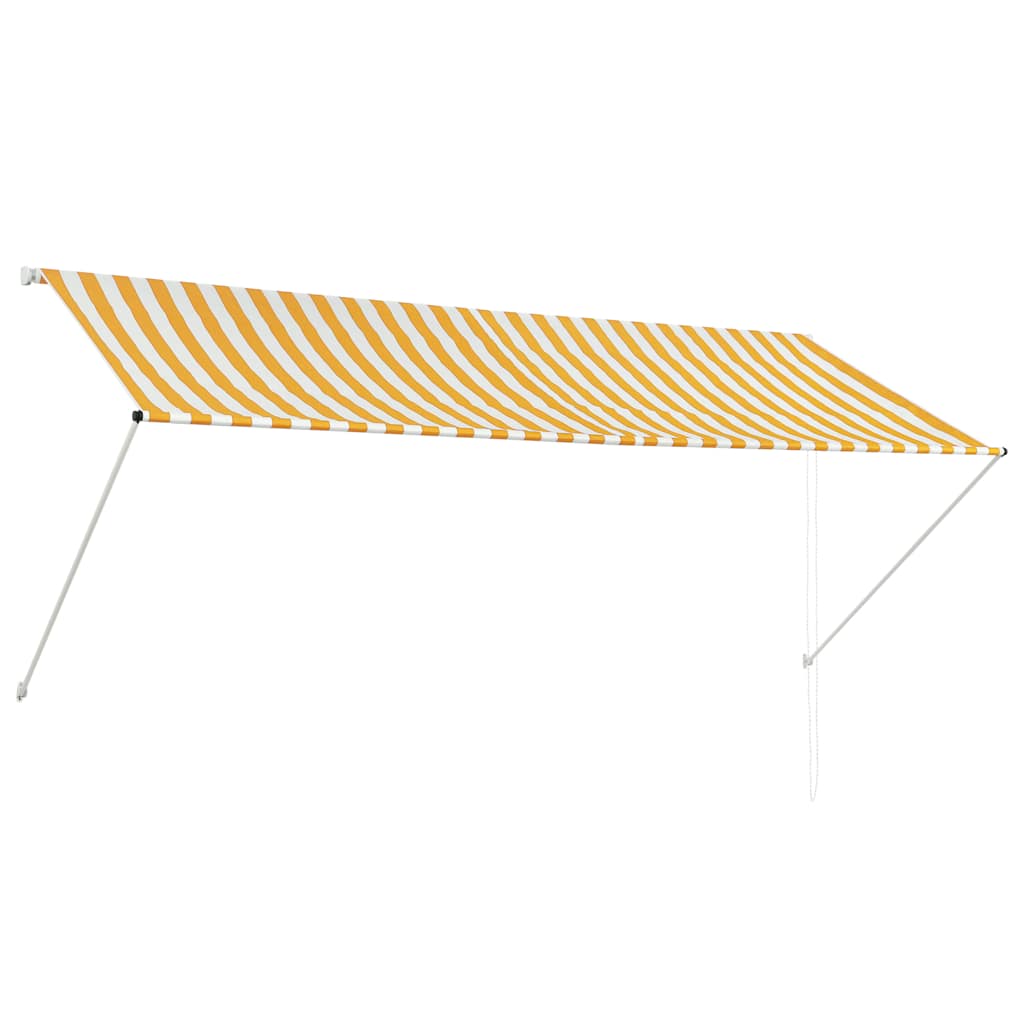 vidaXL Retractable Awning Steel/Polyester 200x150 cm Yellow and White - Image 6 of 20