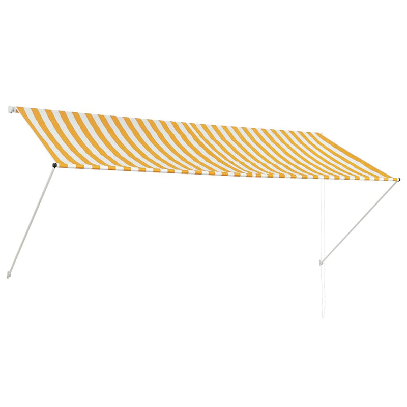 vidaXL Retractable Awning Steel/Polyester 200x150 cm Yellow and White - Image 6 of 20