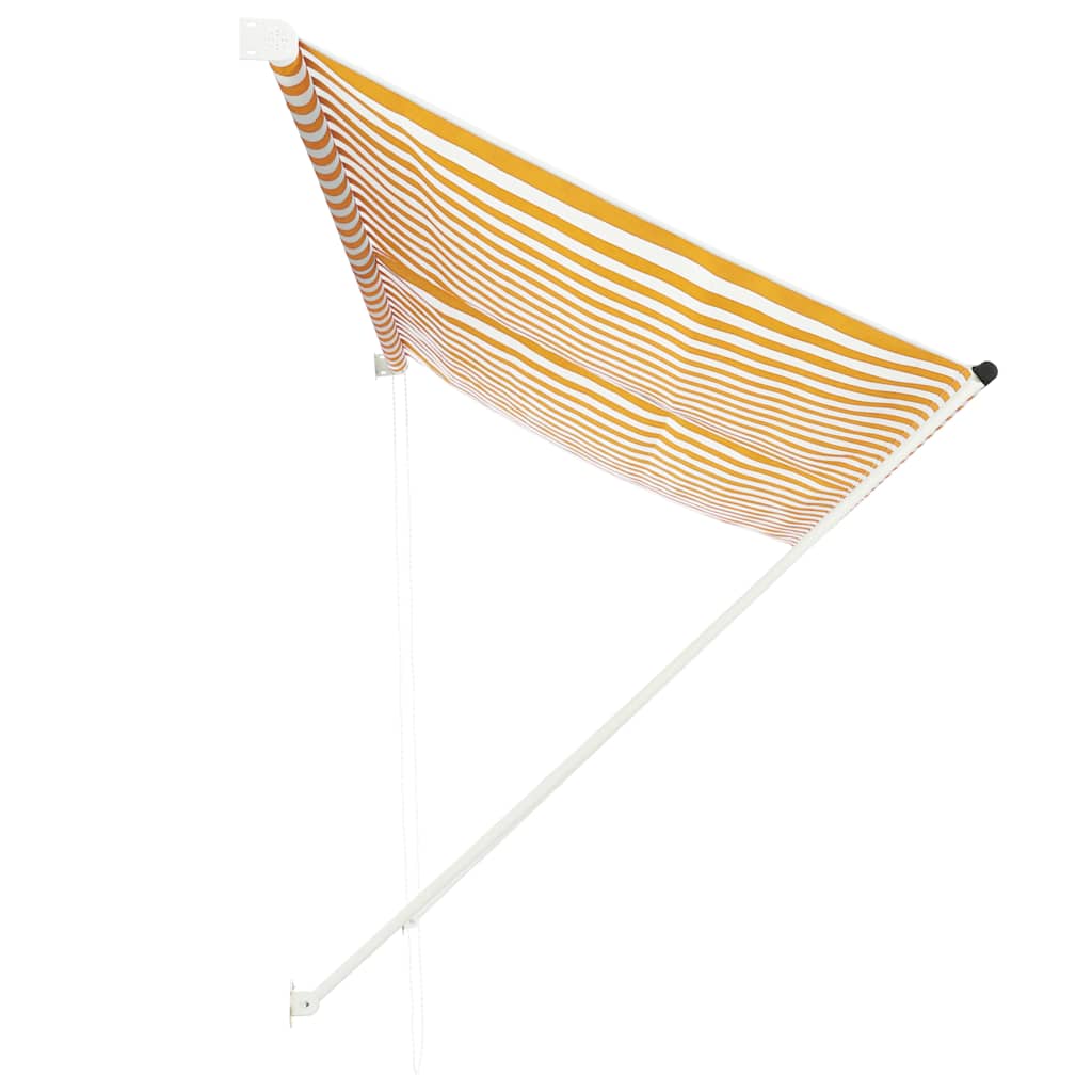 vidaXL Retractable Polyester Awning 300x150 cm Yellow and White - Image 12 of 32