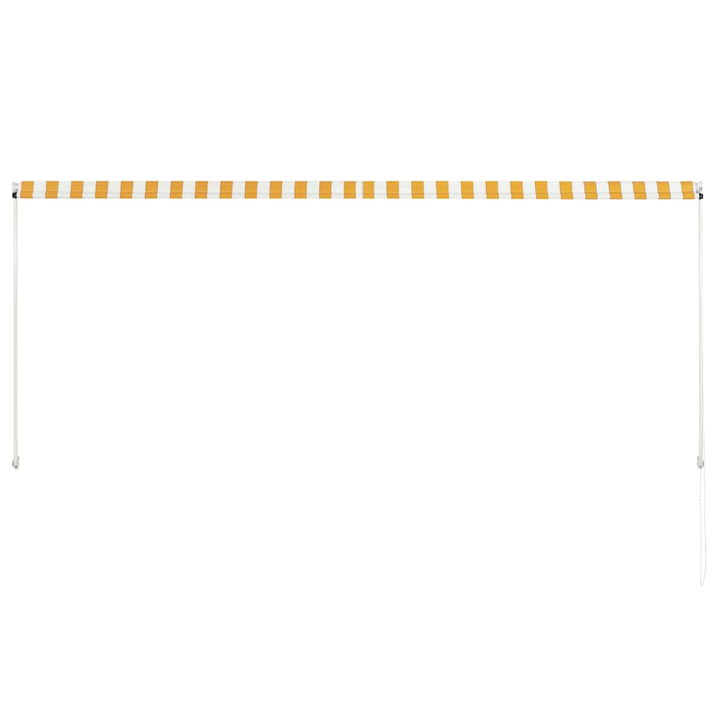 vidaXL Retractable Awning Steel/Polyester 200x150 cm Yellow and White - Image 10 of 20