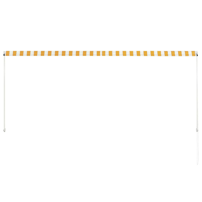 vidaXL Retractable Polyester Awning 300x150 cm Yellow and White - Image 17 of 32