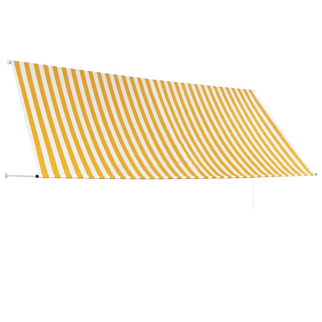 vidaXL Retractable Awning Polyester 150x150 cm Yellow and White - Image 8 of 26