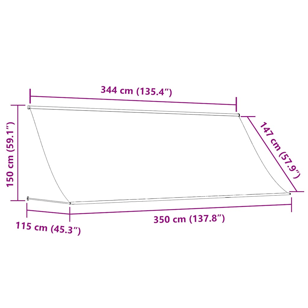 vidaXL Tenda da Sole Retrattile 350x150 cm Giallo e Bianco - Image 14 of 18