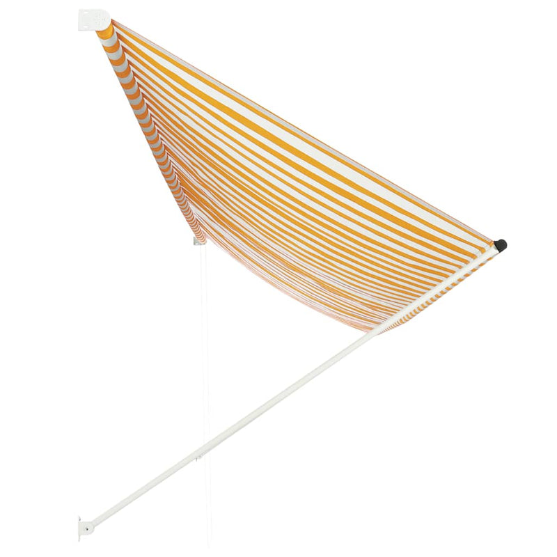 vidaXL Retractable Awning Steel/Polyester 200x150 cm Yellow and White - Image 8 of 20