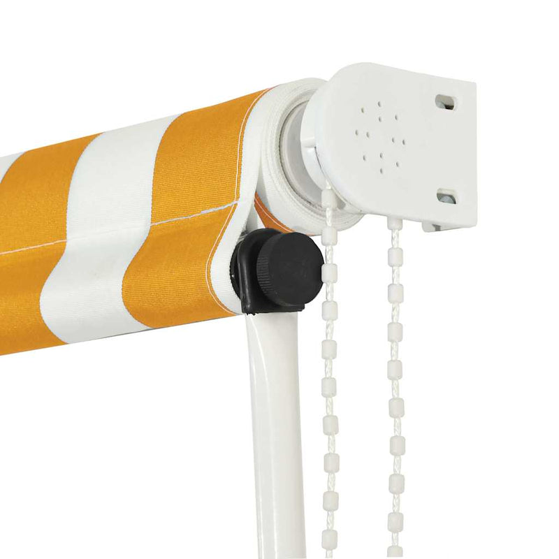 vidaXL Retractable Polyester Awning 300x150 cm Yellow and White - Image 23 of 32