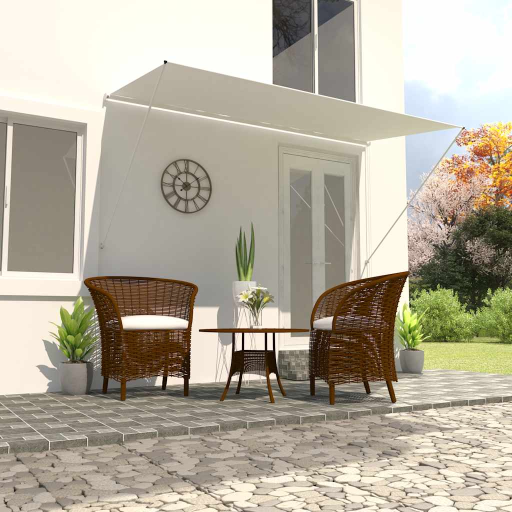 vidaXL Retractable Awning Steel and Polyester 150x150 cm Cream - Image 2 of 28