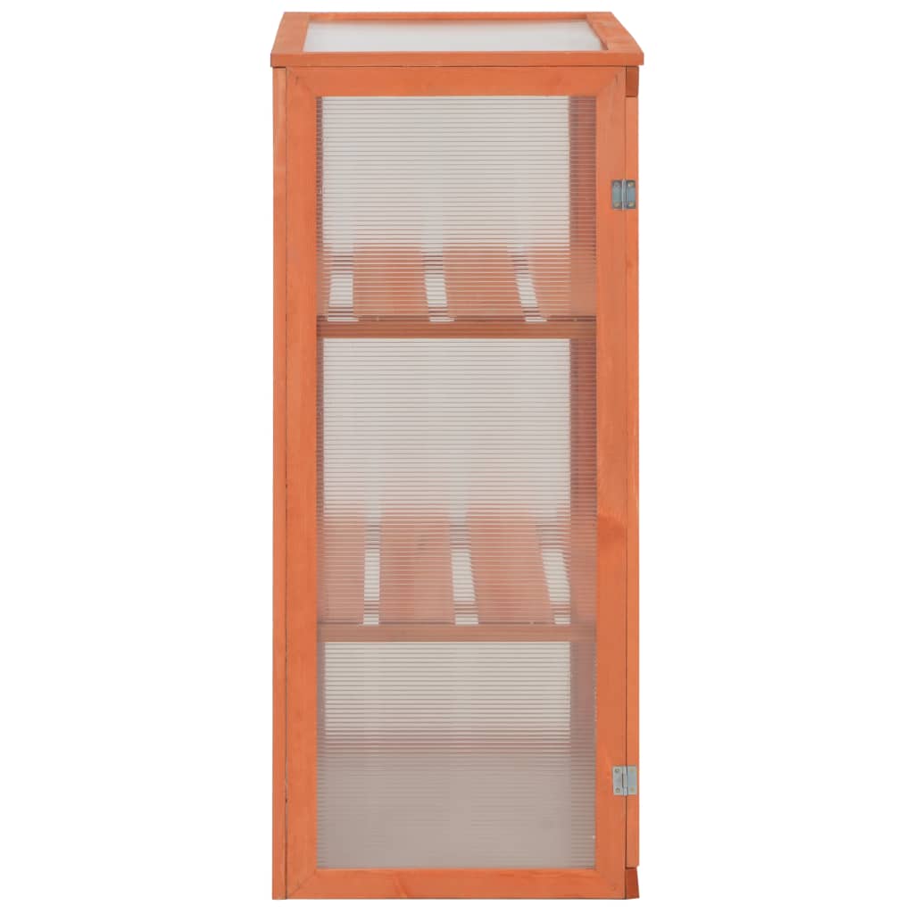 vidaXL Solid Wood and Polycarbonate Greenhouse 75x47x109 cm Brown - Image 3 of 9