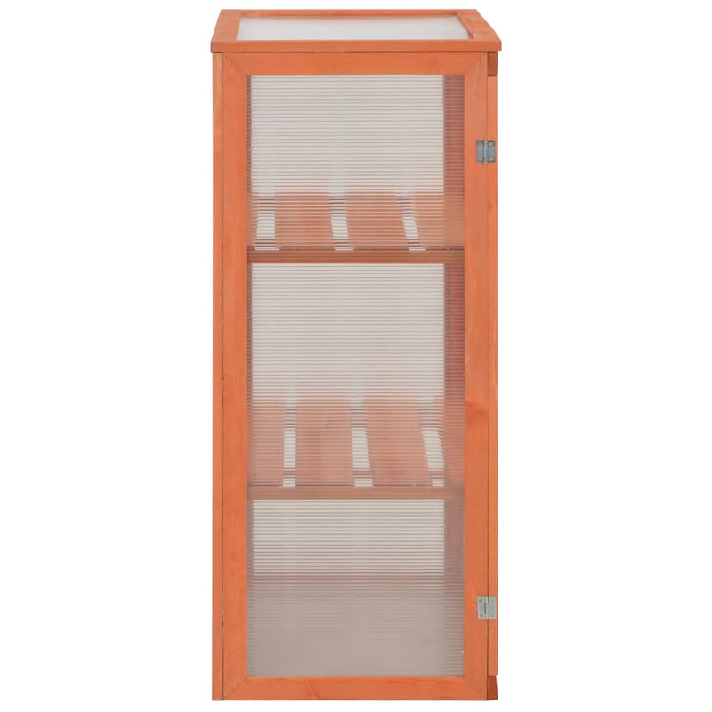 vidaXL Solid Wood and Polycarbonate Greenhouse 75x47x109 cm Brown - Image 3 of 9