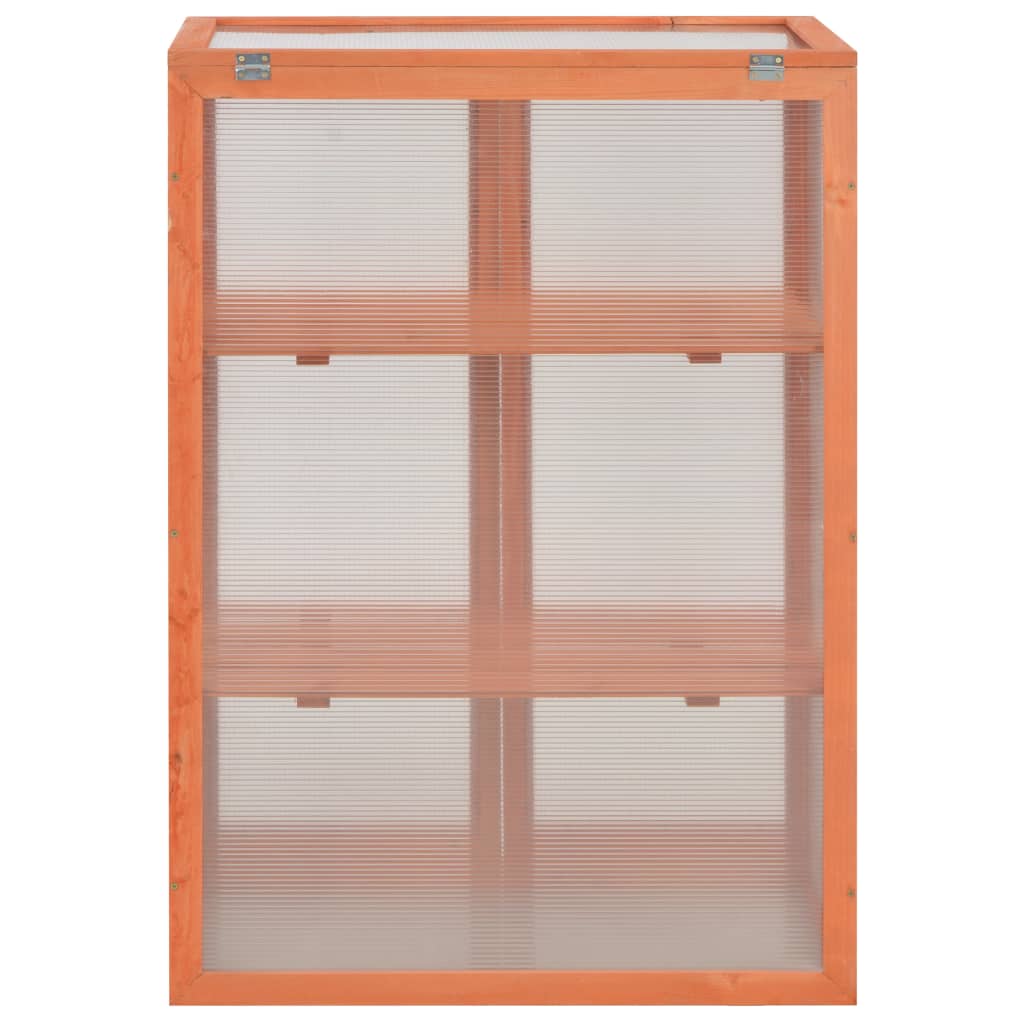 vidaXL Solid Wood and Polycarbonate Greenhouse 75x47x109 cm Brown - Image 4 of 9