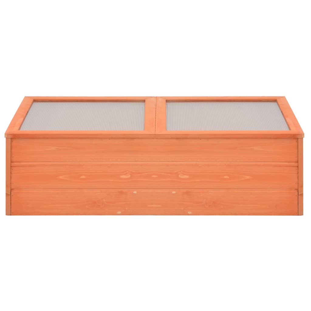 vidaXL Wooden Greenhouse with PC Panels and Open Bottom, 100x50x34 cm, Brown - Image 1 of 8