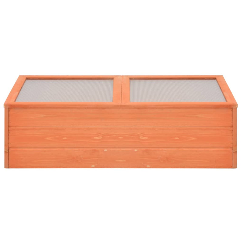 vidaXL Wooden Greenhouse with PC Panels and Open Bottom, 100x50x34 cm, Brown - Image 1 of 8