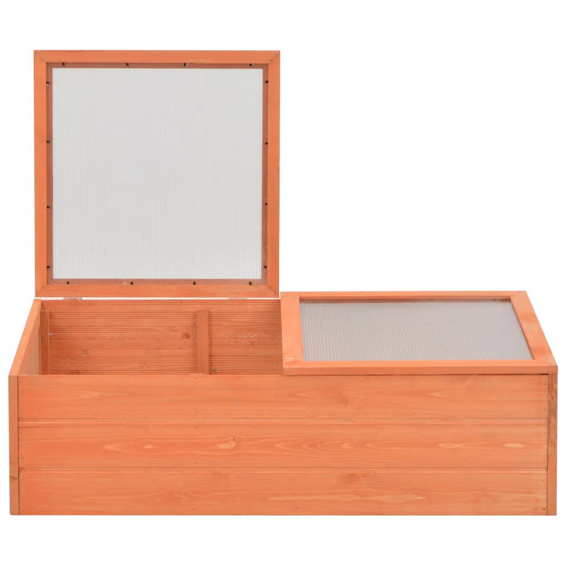 vidaXL Wooden Greenhouse with PC Panels and Open Bottom, 100x50x34 cm, Brown - Image 2 of 8