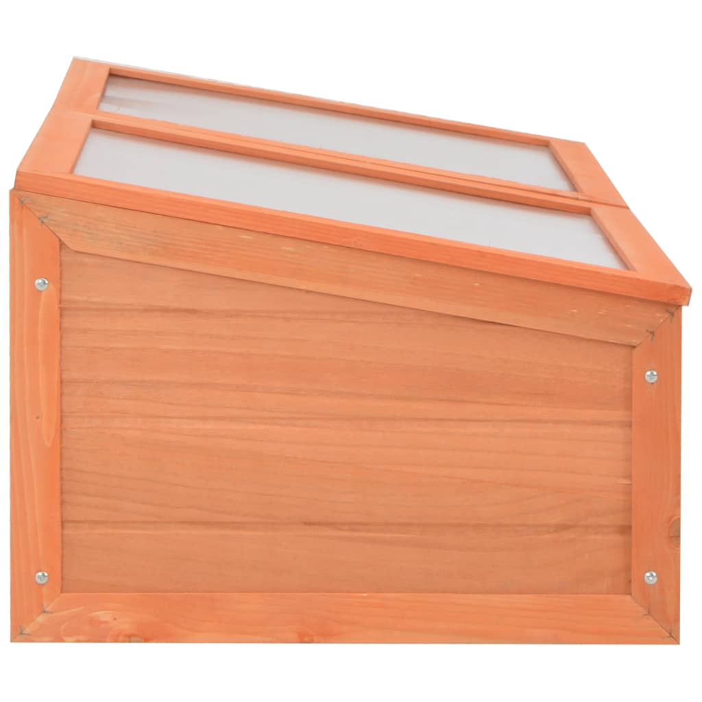 vidaXL Wooden Greenhouse with PC Panels and Open Bottom, 100x50x34 cm, Brown - Image 3 of 8