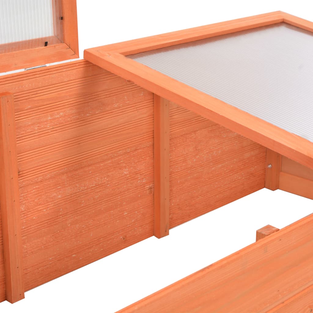 vidaXL Wooden Greenhouse with PC Panels and Open Bottom, 100x50x34 cm, Brown - Image 6 of 8