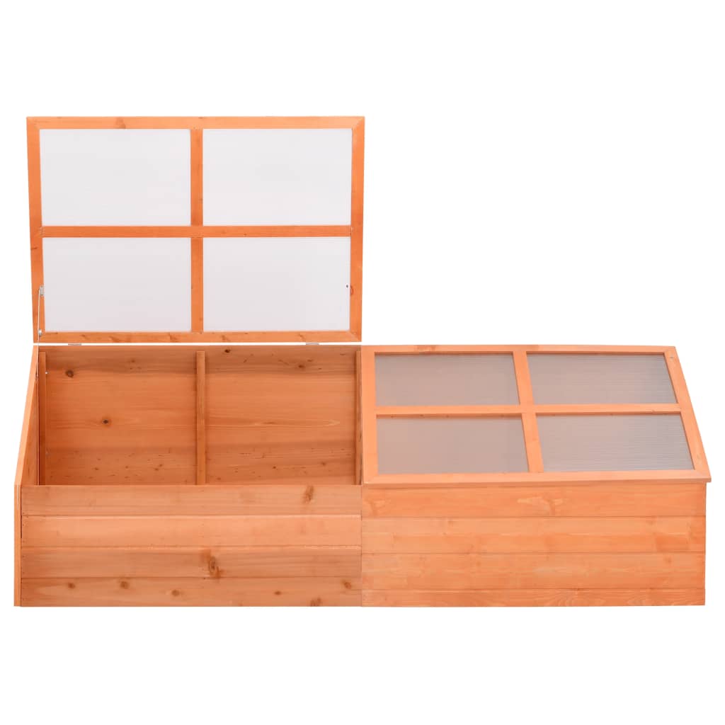 vidaXL Wooden Greenhouse with PC Panels, 180x57x62 cm, Brown - Image 1 of 4