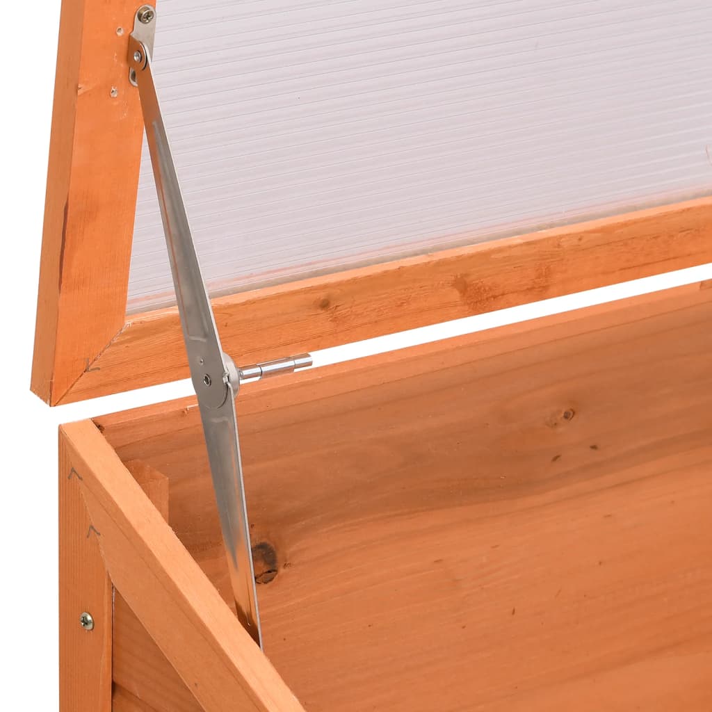 vidaXL Wooden Greenhouse with PC Panels, 180x57x62 cm, Brown - Image 3 of 4