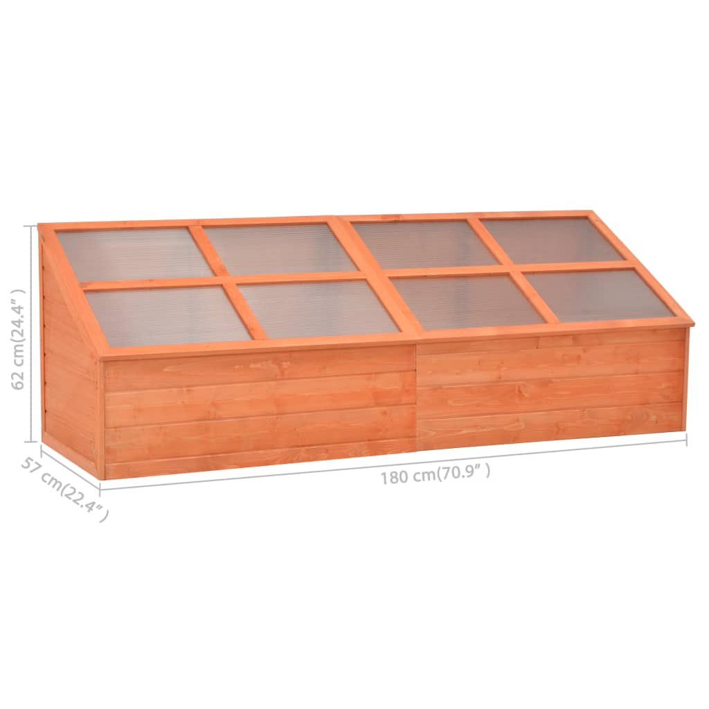 vidaXL Wooden Greenhouse with PC Panels, 180x57x62 cm, Brown - Image 4 of 4