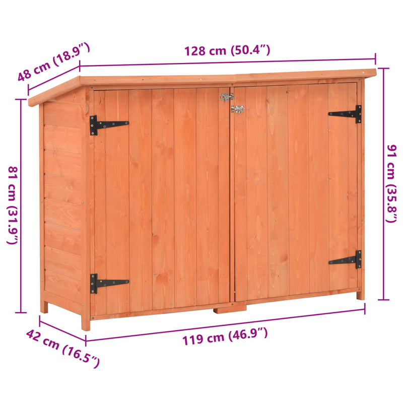 vidaXL Caseta para Herramientas de Madera 128x42x91 cm Marrón - Image 10 of 10