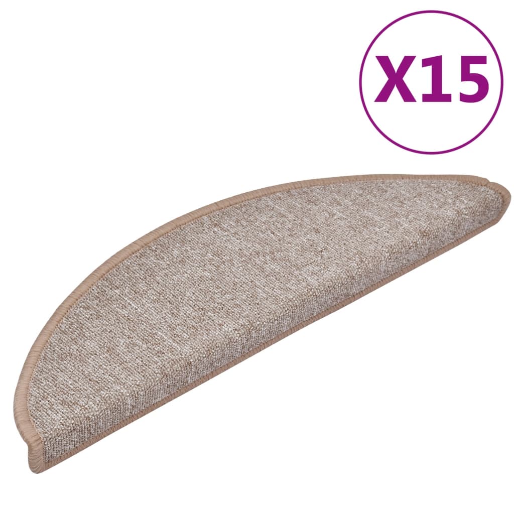 vidaXL Tappetini per scale 15 pz 56x17x3 cm Marrone chiaro Semicircolari - Image 8 of 31