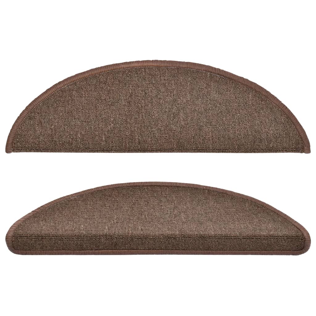 vidaXL Tappetini per scale 15 pz 56x17x3 cm Marrone caffè Semicircolari - Image 4 of 8