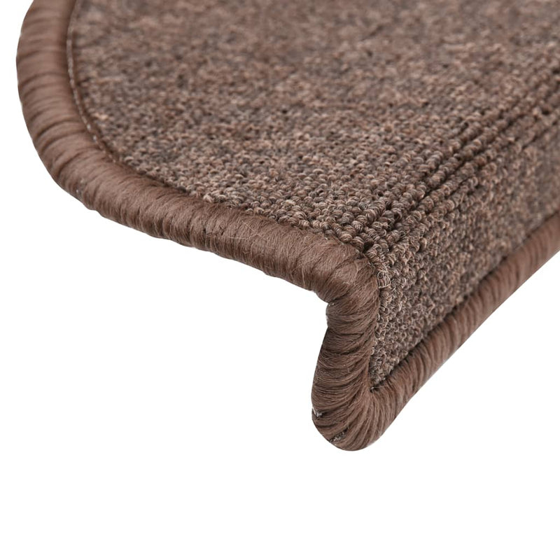 vidaXL Tappetini per scale 15 pz 56x17x3 cm Marrone caffè Semicircolari - Image 6 of 8