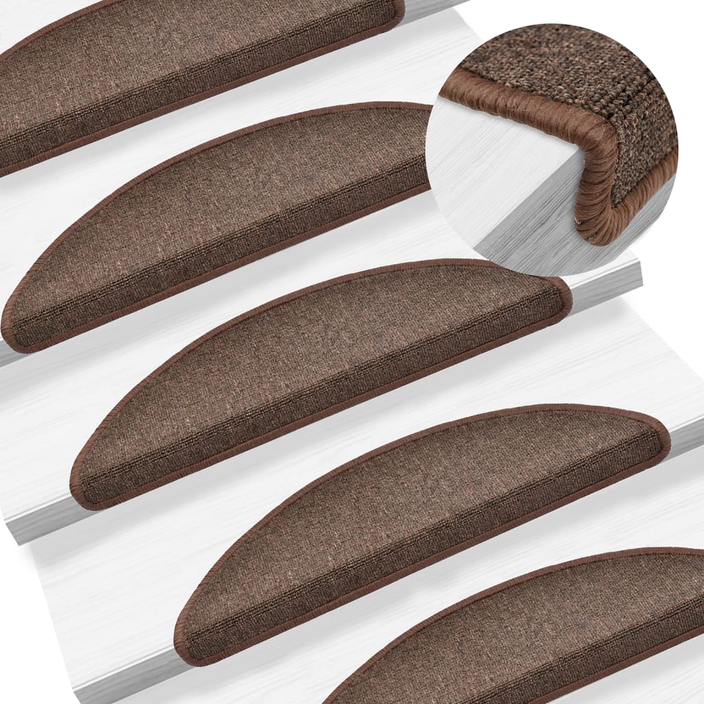 vidaXL Tappetini per scale 15 pz 56x17x3 cm Marrone caffè Semicircolari - Image 1 of 8