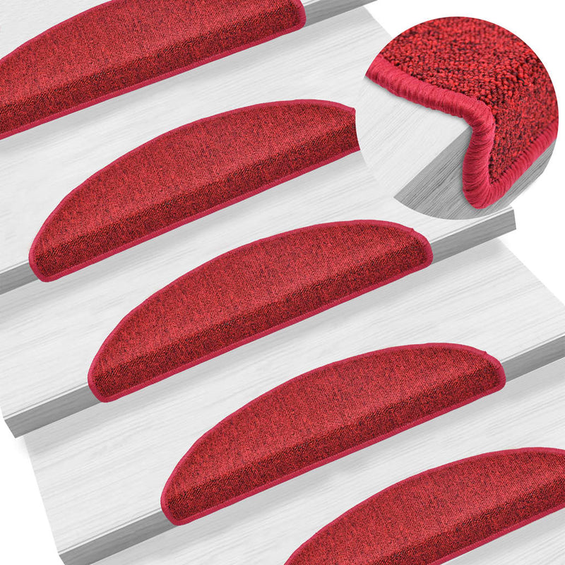 vidaXL Tappetini per scale 15 pz 56x17x3 cm Rossi semicircolari - Image 1 of 9
