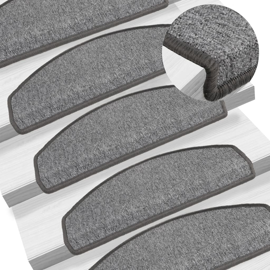 vidaXL Tappetini per scale 15 pz 65x24x4 cm Grigio scuro Semicircolari Grandi - Image 1 of 9