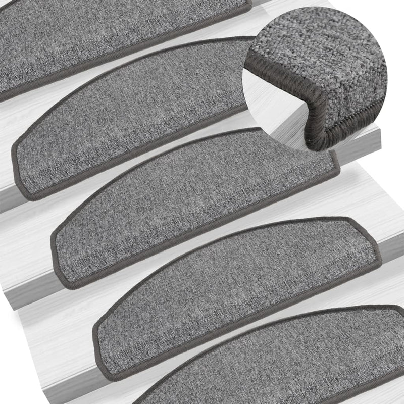 vidaXL Tappetini per scale 15 pz 65x24x4 cm Grigio scuro Semicircolari Grandi - Image 1 of 9