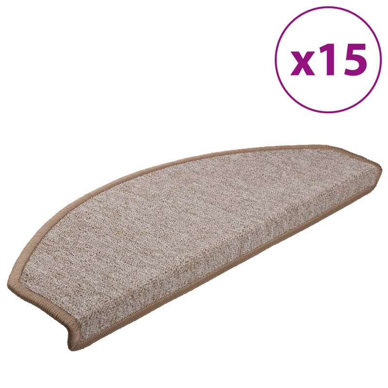 vidaXL Tappetini per scale 15 pz 65x24x4 cm Marrone chiaro Semicircolari Grandi - Image 2 of 9