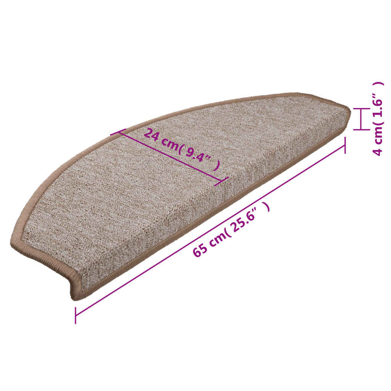 vidaXL Tappetini per scale 15 pz 65x24x4 cm Marrone chiaro Semicircolari Grandi - Image 9 of 9