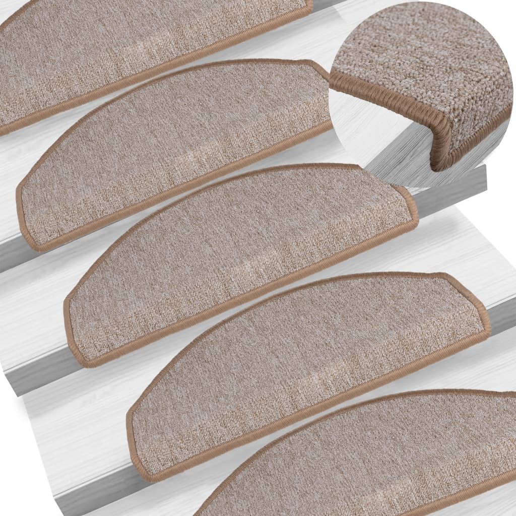 vidaXL Tappetini per scale 15 pz 65x24x4 cm Marrone chiaro Semicircolari Grandi - Image 1 of 9