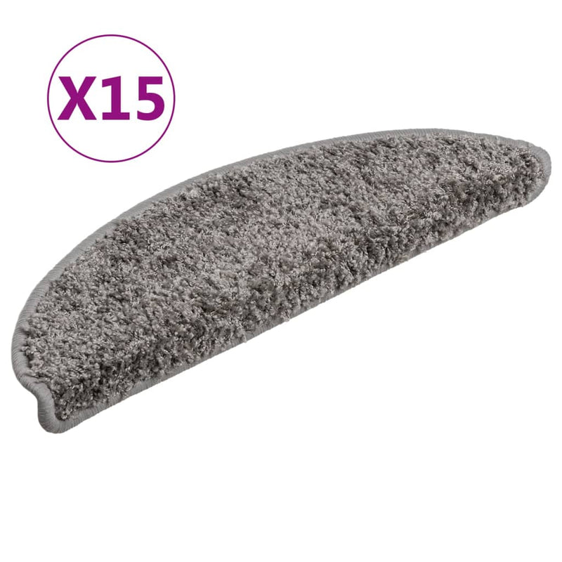 vidaXL Tappetini per scale 15 pz 56x17x3 cm Grigio Semicircolari - Image 2 of 8