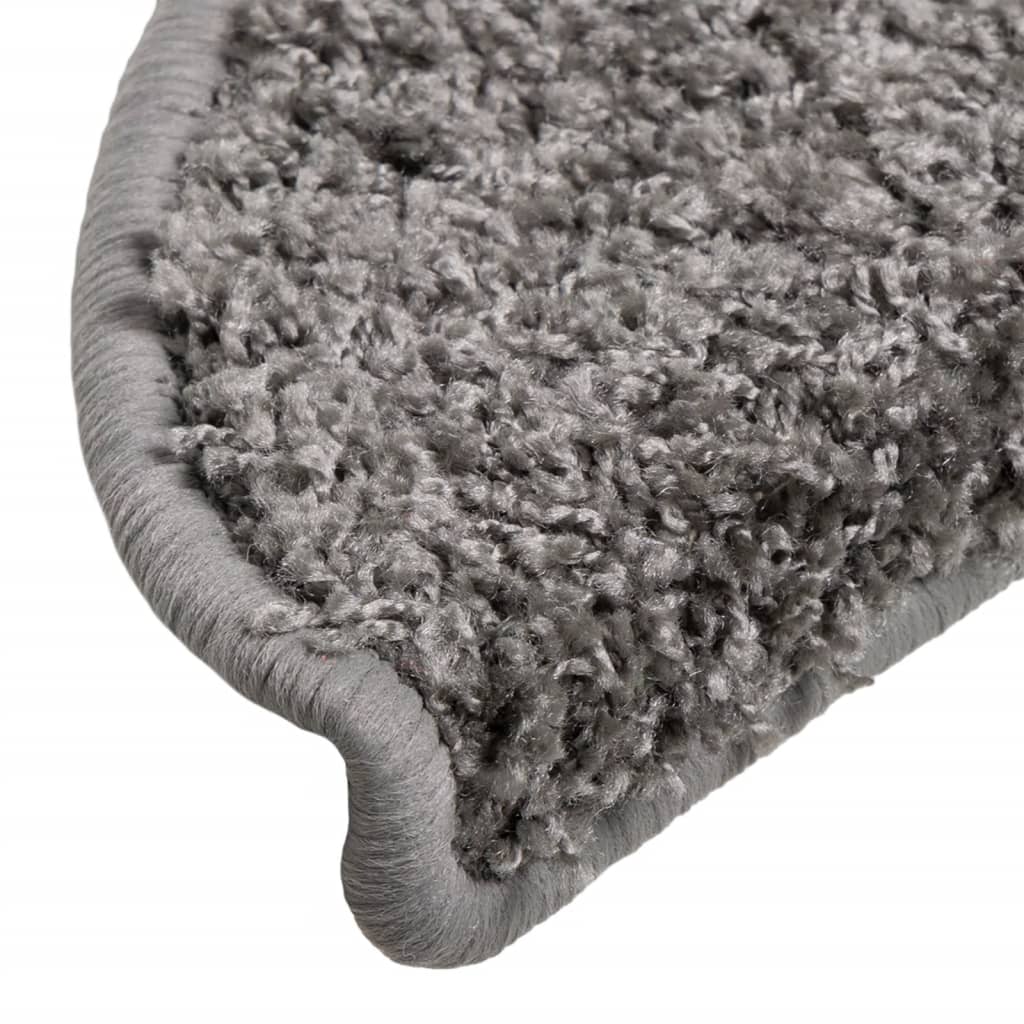 vidaXL Tappetini per scale 15 pz 56x17x3 cm Grigio Semicircolari - Image 6 of 8
