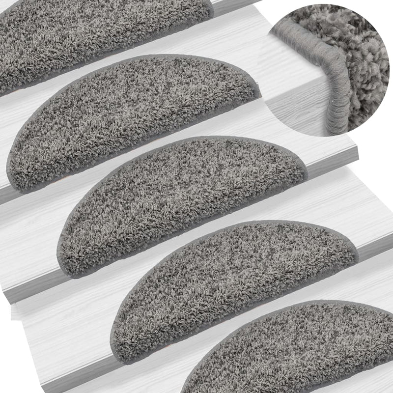 vidaXL Tappetini per scale 15 pz 56x17x3 cm Grigio Semicircolari - Image 1 of 8
