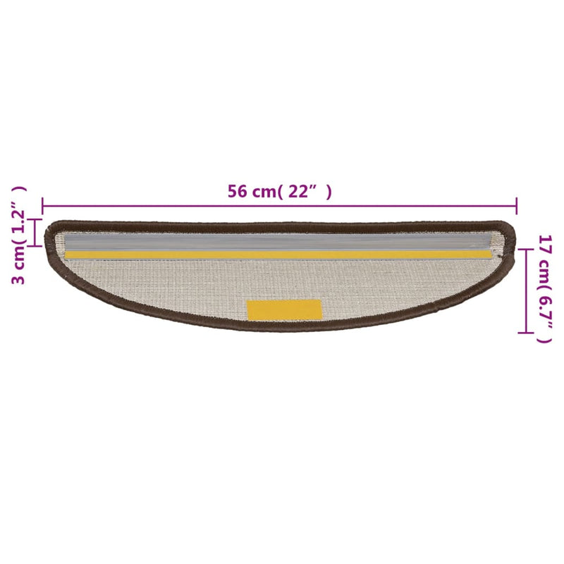 vidaXL Tappetini per scale 15 pz 56x17x3 cm Marrone chiaro Semicircolari - Image 31 of 31