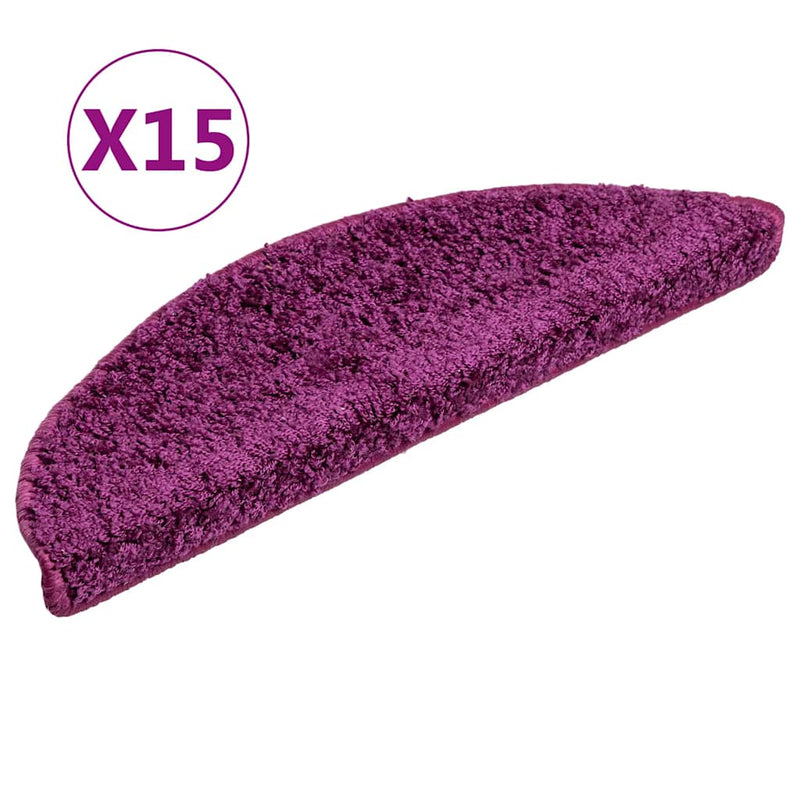 vidaXL Tappetini per scale 15 pz 56x17x3 cm Viola Semicircolari - Image 2 of 8